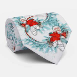 Corbata Navidades Wreath Red Bow Feriados Verde azulados