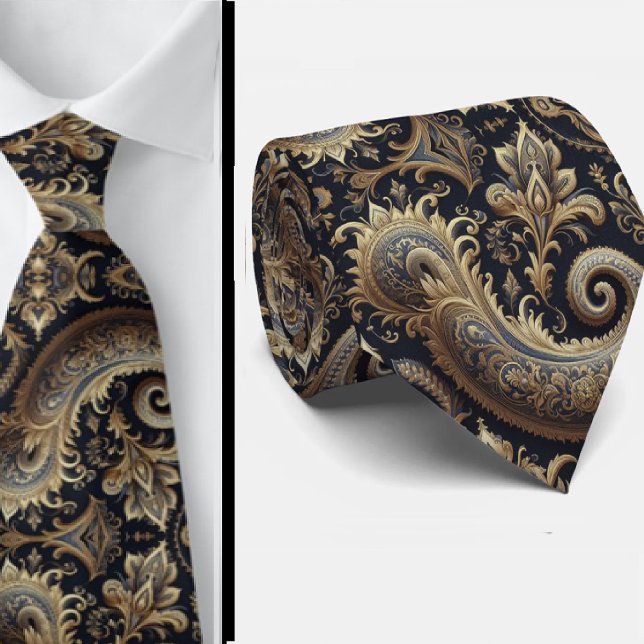 Corbata Navy Blue and Gold 3d Paisley Jacquard neck tie (Subido por el creador)