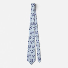 Corbata Navy Blue Flowers on a Soft Blue Background Design