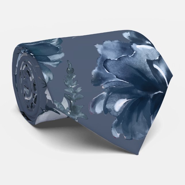 Corbata Navy Blue Garden Florals Boda de la Marina (Enrollado)
