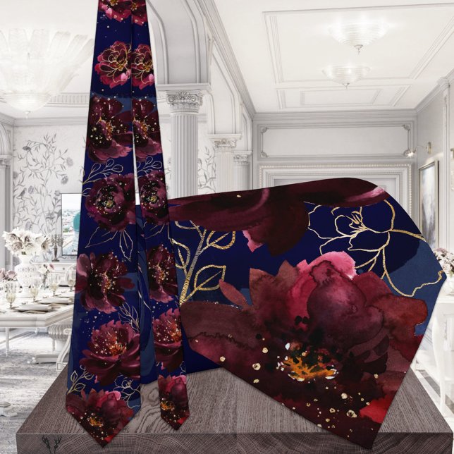 Corbata Navy Bordeaux Elegant Wedk Tie (Subido por el creador)