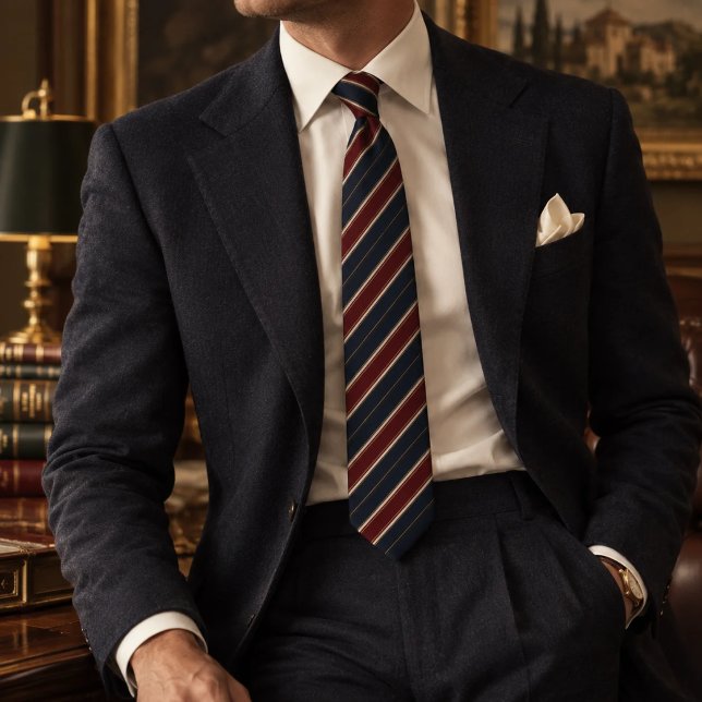 Corbata Navy Borgoña Oro Preppy Repp Rayas (Subido por el creador)