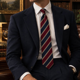 Corbata Navy Burgundy Gold Clásico Repp Stripe