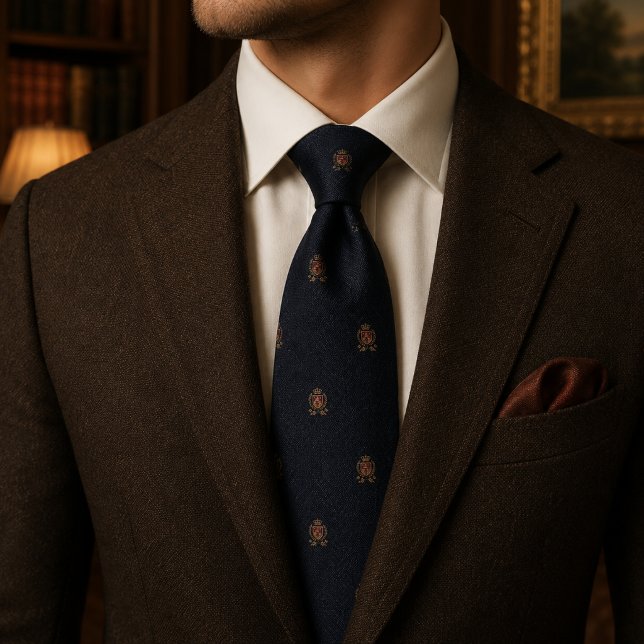 Corbata Navy Estate Crest | Boda de Lujo Old Money (Subido por el creador)