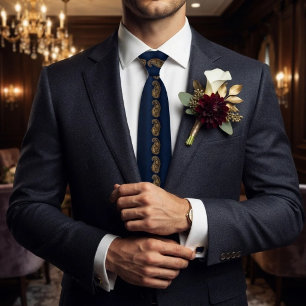 Corbata Navy Gold Patrimonio Paisley Brocado