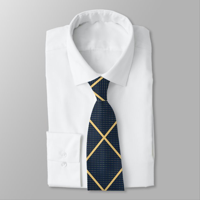 CORBATA NAVY GOLD STAR GRID MENS TIE (Atado)