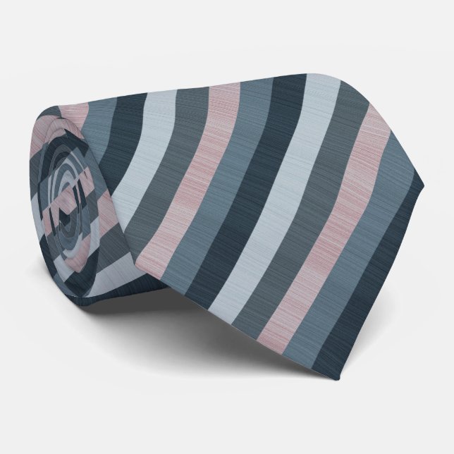 Corbata Navy Gray Pink Striped (Enrollado)