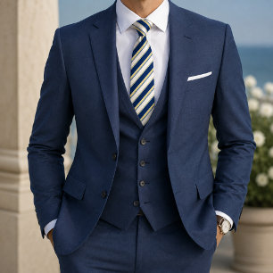 Corbata Navy Marfil Oro Heritage Raya Diagonal