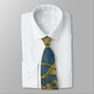 CORBATA NAVY VERDE AZULADA GOLD MARBLE ABSTRACT PATTERN TI