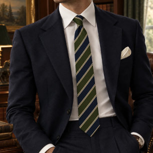 Corbata Navy Verde Bosque Preppy Repp Rayas