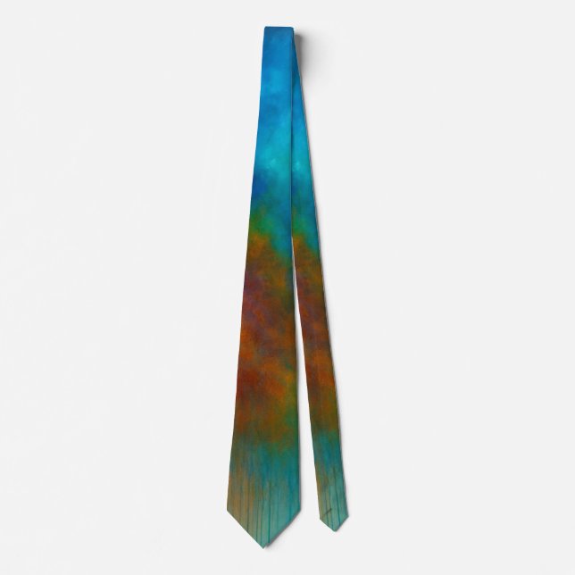 Corbata Nebula Cascade - Cyan and Crimson Abstract Drip (Anverso)