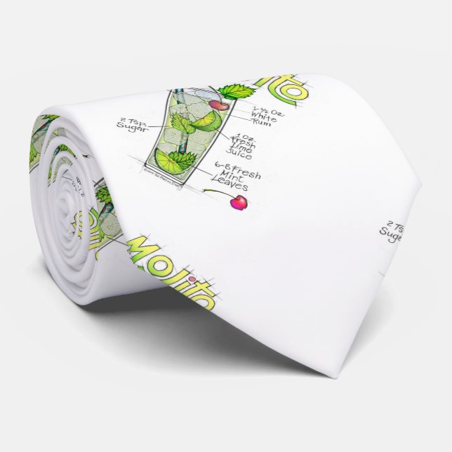 CORBATA NECK TIE - MOJITO RECIPE COCKTAIL ART (Enrollado)