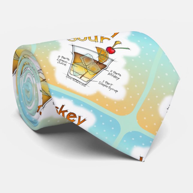 CORBATA NECK TIES - WHISKEY SOUR RECIPE COCKTAIL ART (Enrollado)