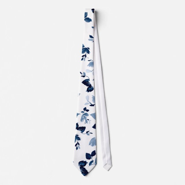 Corbata Necktie, Boda floral azul (Anverso)