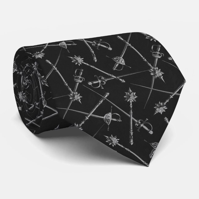 Corbata Necktie de armas melee de los años 1880 negro (Enrollado)