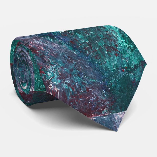 Corbata Necktie de arte Verde azulado para hombres (Enrollado)