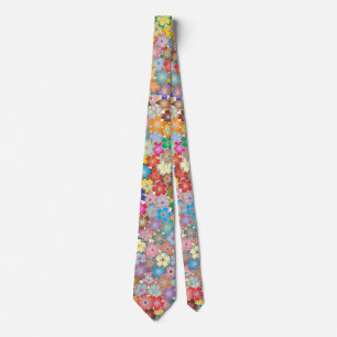 Corbata Necktie de diseño floral colorido
