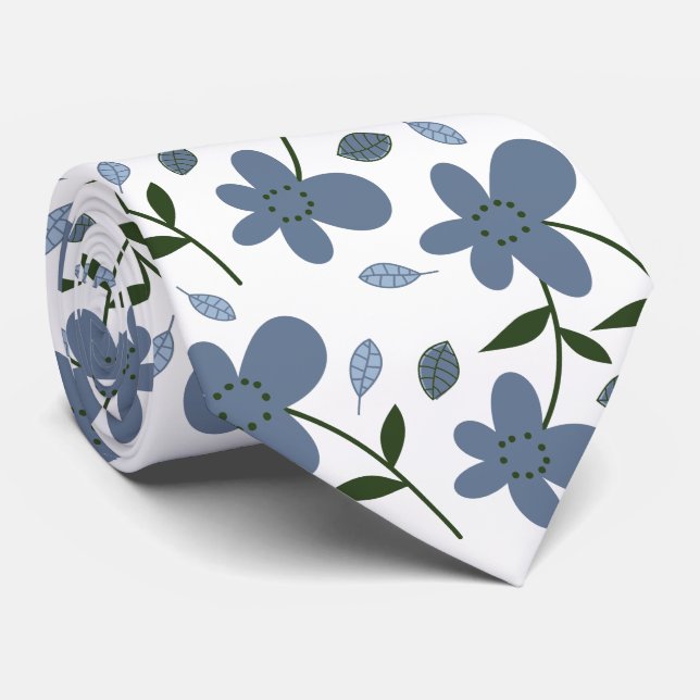 Corbata Necktie de flores moradas dibujadas a mano (Enrollado)