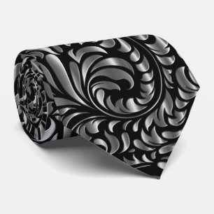 Corbata Necktie - Drama en negro y plateado