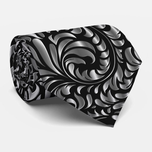 Corbata Necktie - Drama en negro y plateado (Enrollado)