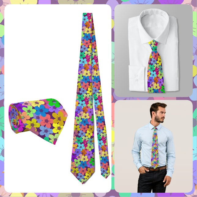 Corbata NECKTIE - Flowers in Rainbow Colors (Subido por el creador)