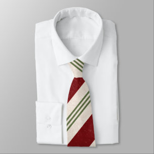 Corbata Necktie Navidades de franja roja y verde profunda