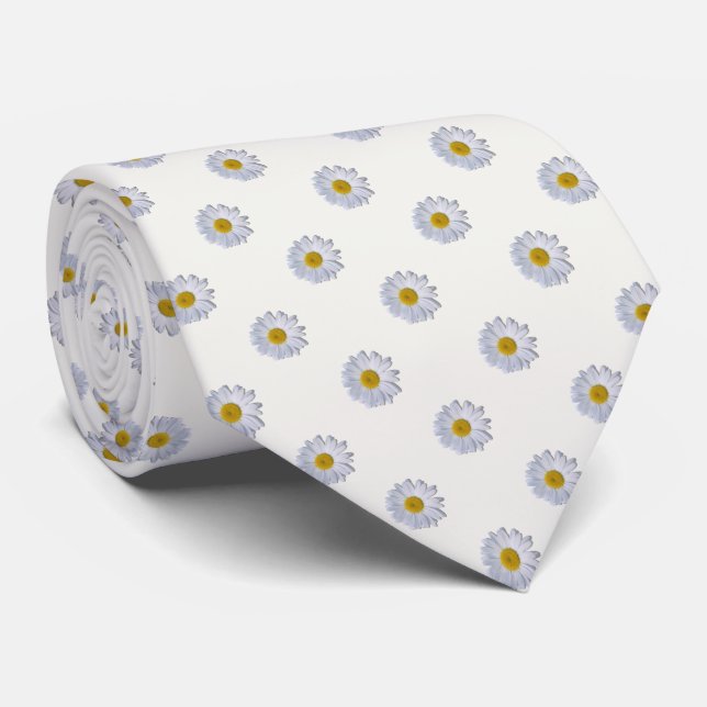 Corbata Necktie - Nueva margarita en blanco (Enrollado)