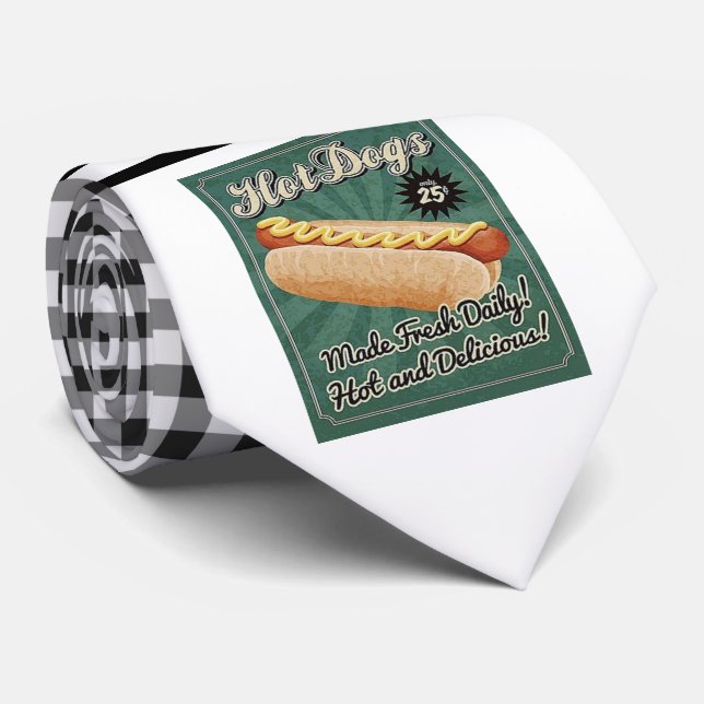 Corbata Necktie retro Hot Dog (Enrollado)
