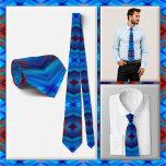 Corbata NECKTIE - Tonos azules con rojo - Diseño Mandala<br><div class="desc">Una imagen en tonos azules con rojo y más aparece en este bonito corbata masculino (camisa y modelo no incluidos). La imagen cubre toda la parte delantera y trasera de la corbata. No se puede quitar ni reemplazar desde el frente (véase la NOTA más abajo), pero se puede reposicionar para...</div>