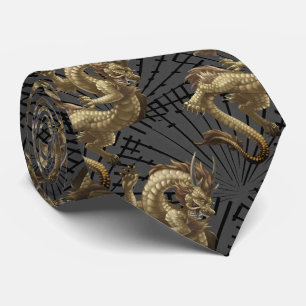 Corbata Necktie, un dragón de oro chino con suerte