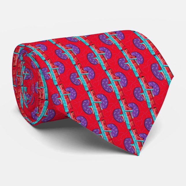 Corbata Nefrología Artsy lll Kidney Design Red #5 (Enrollado)