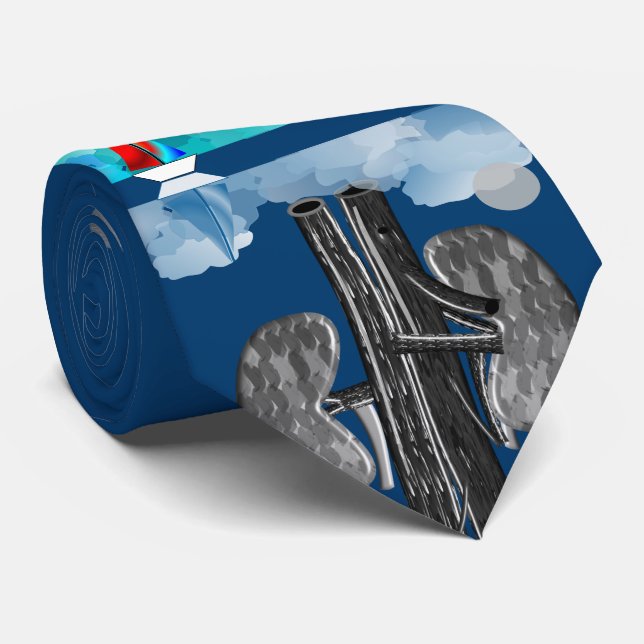 Corbata Nefrología empate singular Artsy Sailboat #30 (Enrollado)