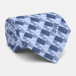 Corbata Negocio del patrón de bloques azules monogramado