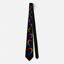 Corbata negra abstracta de onda de neón arcoíris m