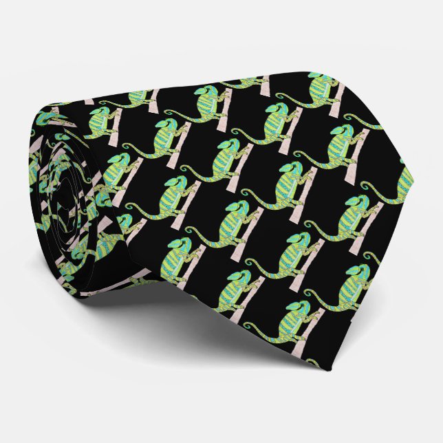 Corbata (negra) - Camaleón Verde (Enrollado)