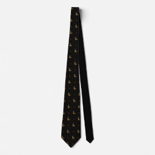 Corbata Negra Clásica Patrón Pato Real Oro de Lujo