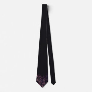 Corbata negra con arte floral de línea morada en l