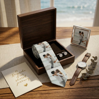 Corbata negra con collage de fotos personalizadas