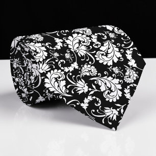 Corbata Negra con Estampado Floral Personalizada