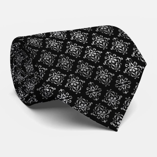 Corbata negra con gris (Enrollado)