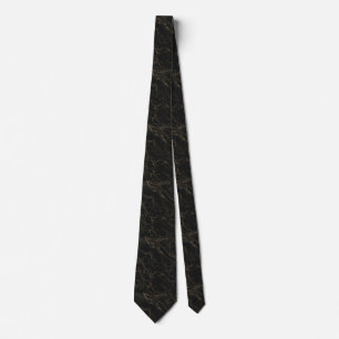 Corbata Negra Con Patrón Abstracto Dorado Elegante