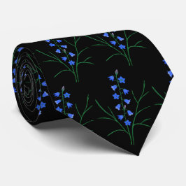 Corbata negra de campanillas azules