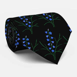 Corbata negra de campanillas azules