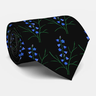 Corbata negra de campanillas azules
