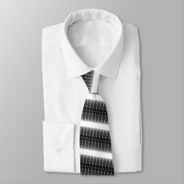 Corbata Negra de Cuello con Rayas Blancas Modernas (Atado)