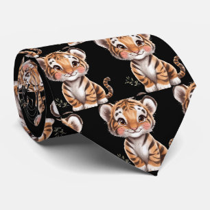 Corbata negra de tigre sonriente divertido lindo