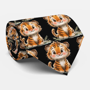 Corbata negra de tigre sonriente divertido lindo