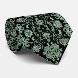 Corbata negra decoración verde