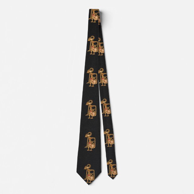 Corbata Negra Elegante con Imagen de Arjuna (Anverso)