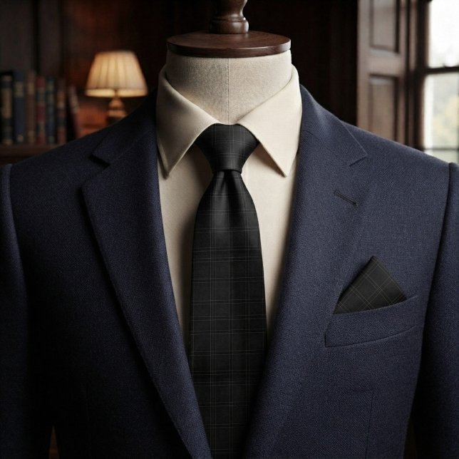Corbata Negra Micro Cuadrícula Arquitectónica Mode (Subido por el creador)